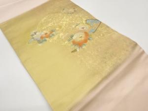 金彩扇子に牡丹・花々・紐模様名古屋帯